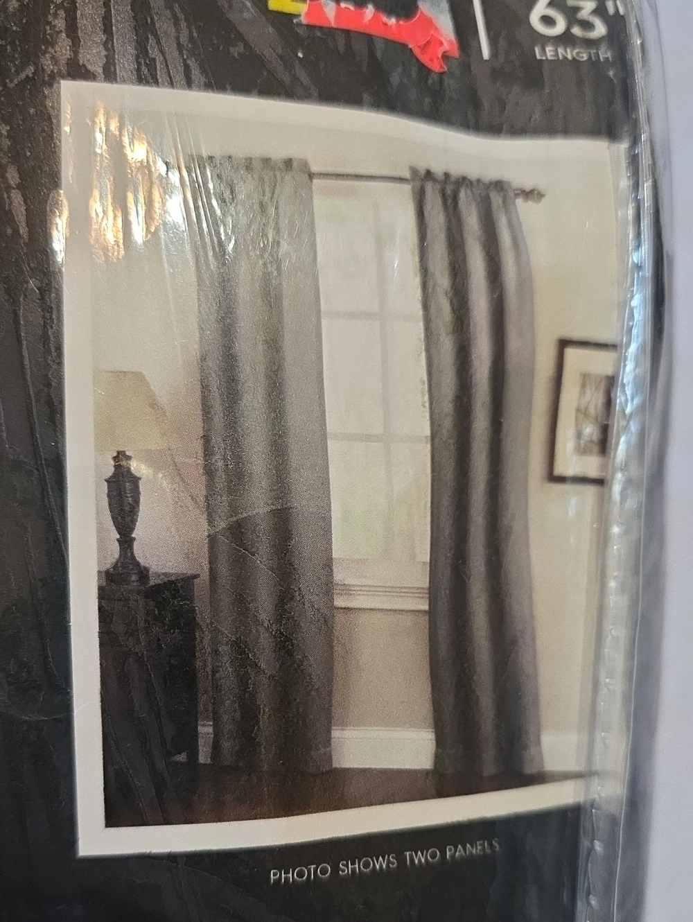 No. 918 New Pair Pocket Rod Blackout Curtains Logan Gray 52x63
